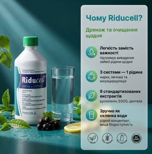 Диетическая добавка для выведения лишней жидкости Riducell Livesta &laquo;Дренаж и очищение&raquo;, 500 мл 365335 фото