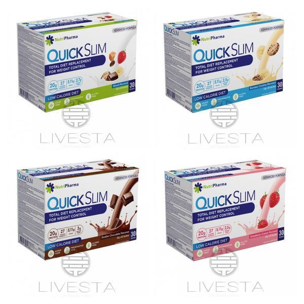 Коктейль Livesta Quick Slim "Подвійний шоколад", 30 саше по 23 г 3568 фото